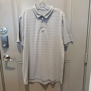 Lululemon Men's Metal Vent Polo Grey Striped Size XL